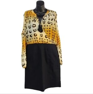 Nicole by Nicole Miller Leopard Print Cold Shoulder V-Neck Dress Size 14 NWT